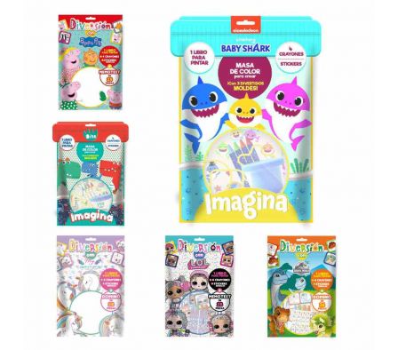 SET DE LIBRO, CRAYONES Y STICKERS VARIOS DISEÑOS